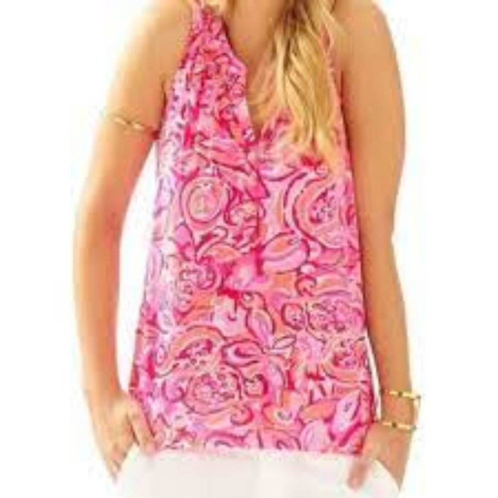 Lilly Pulitzer Essie Top - Mango Salsa - EUC - XS